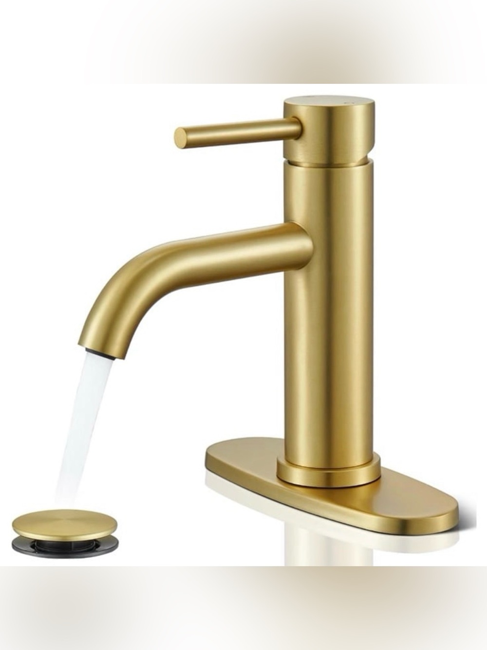 Brushed Gold Bathroom Faucet, Single Hole Bathroom Sink Faucet
